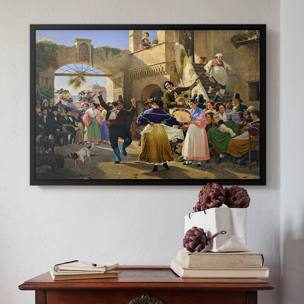 Romans Gathered for Merriment at an Osteria, 1839 - Floater Framed Canvas Print