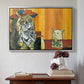 Woman Yelling at a Cat Meme (Picasso Parody) - Floater Framed Canvas Print