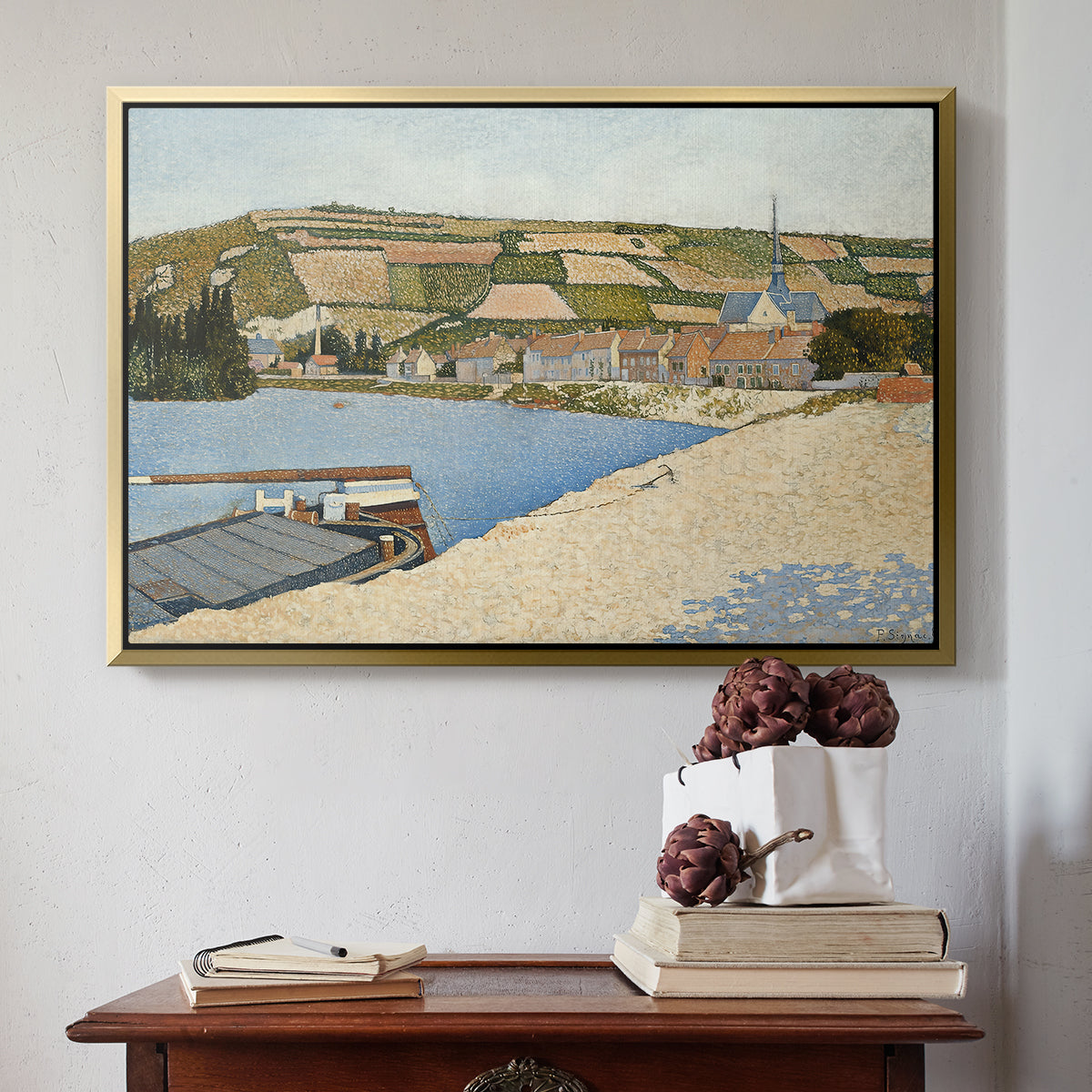 The Riverbank, Les Andelys, 1886 - Floater Framed Canvas Print