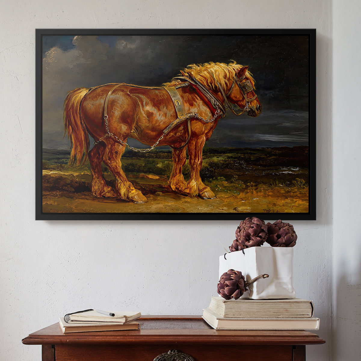 The Shire Horse Elephant in an Extensive Landscape, c. 1850s - Floater Framed Canvas Print