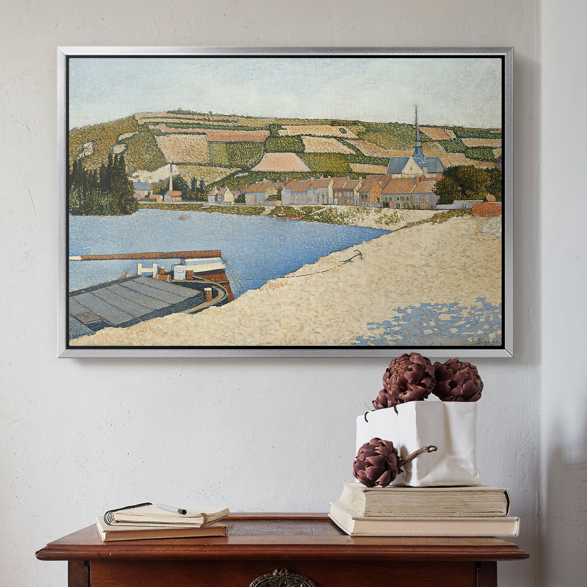 The Riverbank, Les Andelys, 1886 - Floater Framed Canvas Print