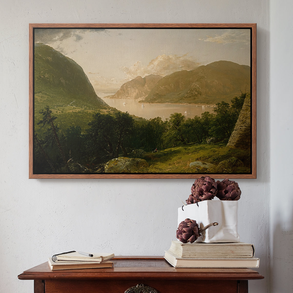 Hudson River Scene, 1857 - Floater Framed Canvas Print