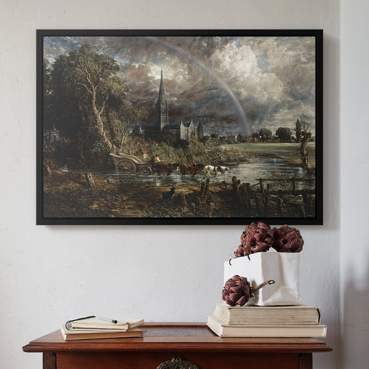 Salisbury Cathedral from the Meadows (Detail), 1831 - Floater Framed Canvas Print