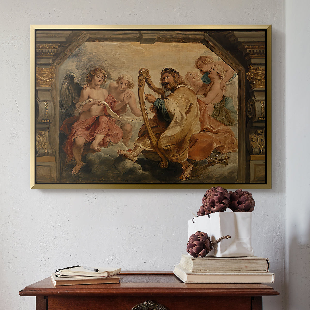 King David Playing the Harp, c. 1627-1628 - Floater Framed Canvas Print