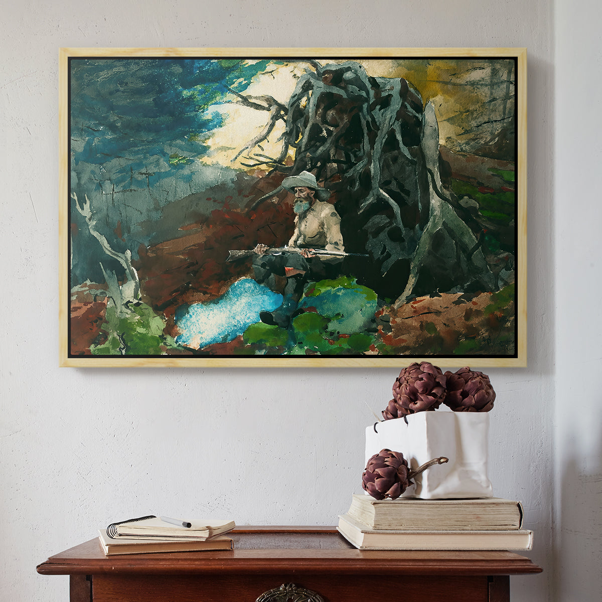 Campfire, Adirondacks, 1892 - Floater Framed Canvas Print