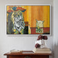 Woman Yelling at a Cat Meme (Picasso Parody) - Floater Framed Canvas Print