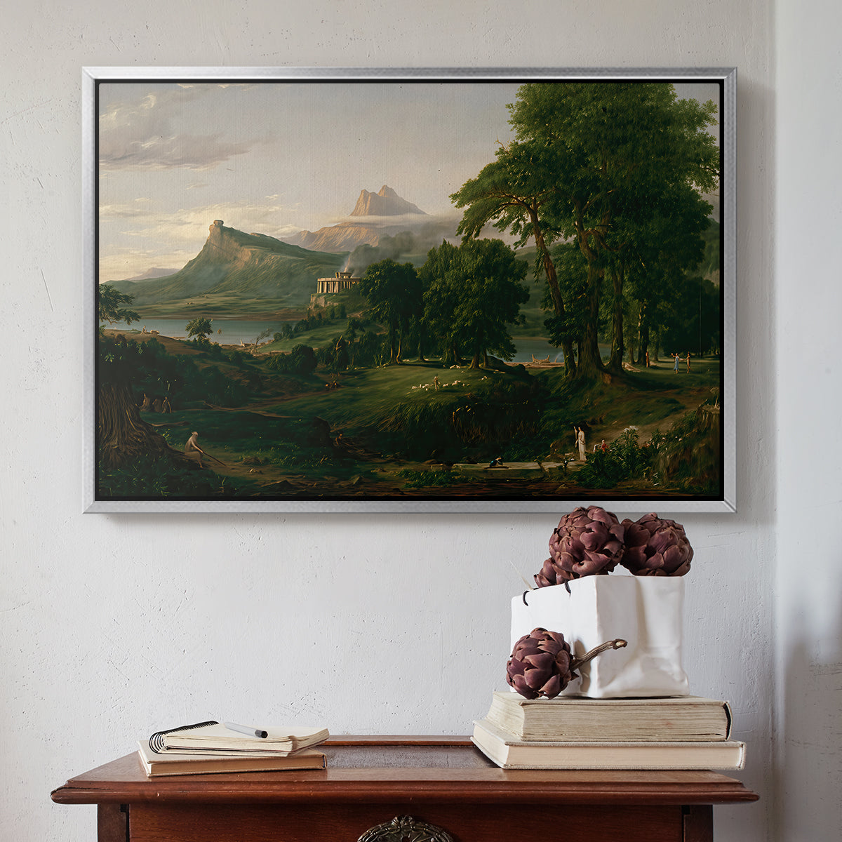 The Course of Empire: The Arcadian or Pastoral State, 1834 - Floater Framed Canvas Print