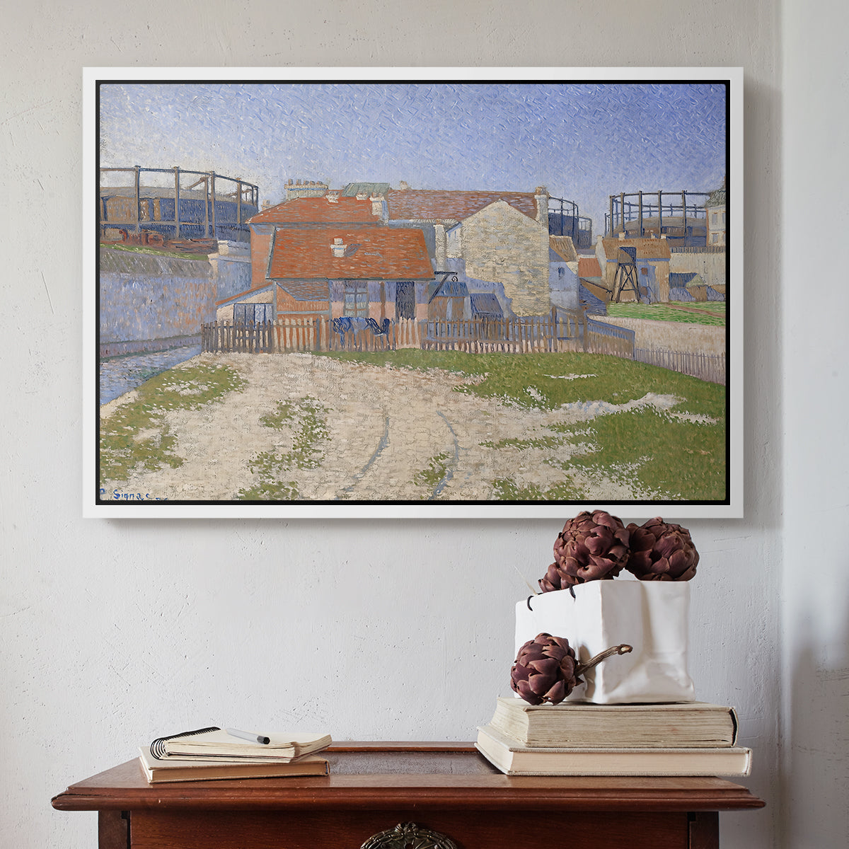 Gasometers at Clichy, 1886 - Floater Framed Canvas Print
