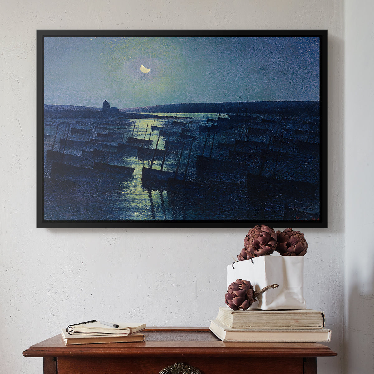 Camaret, Moonlight and Fishing Boats, 1894 - Floater Framed Canvas Print