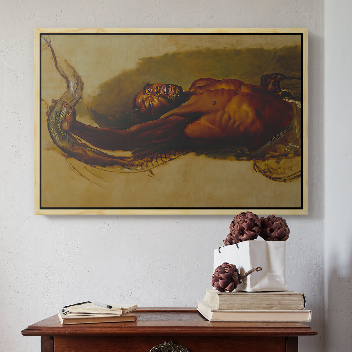 Man Struggling with a Boa Constrictor, c. 1803 - Floater Framed Canvas Print