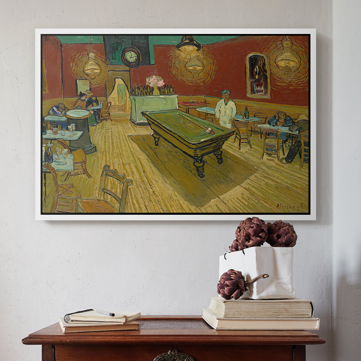 The Night Café, 1888 - Floater Framed Canvas Print