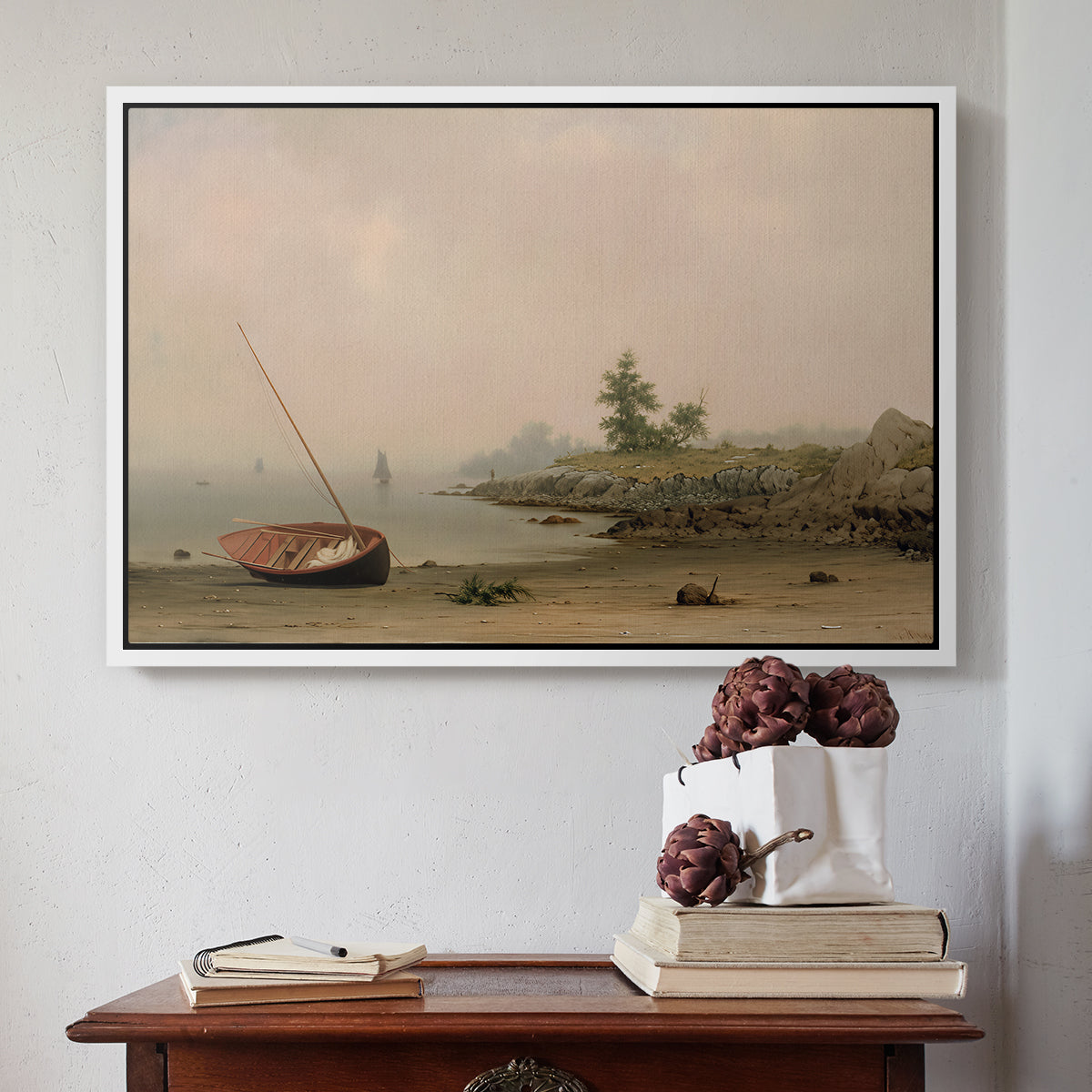 The Stranded Boat, 1863 - Floater Framed Canvas Print