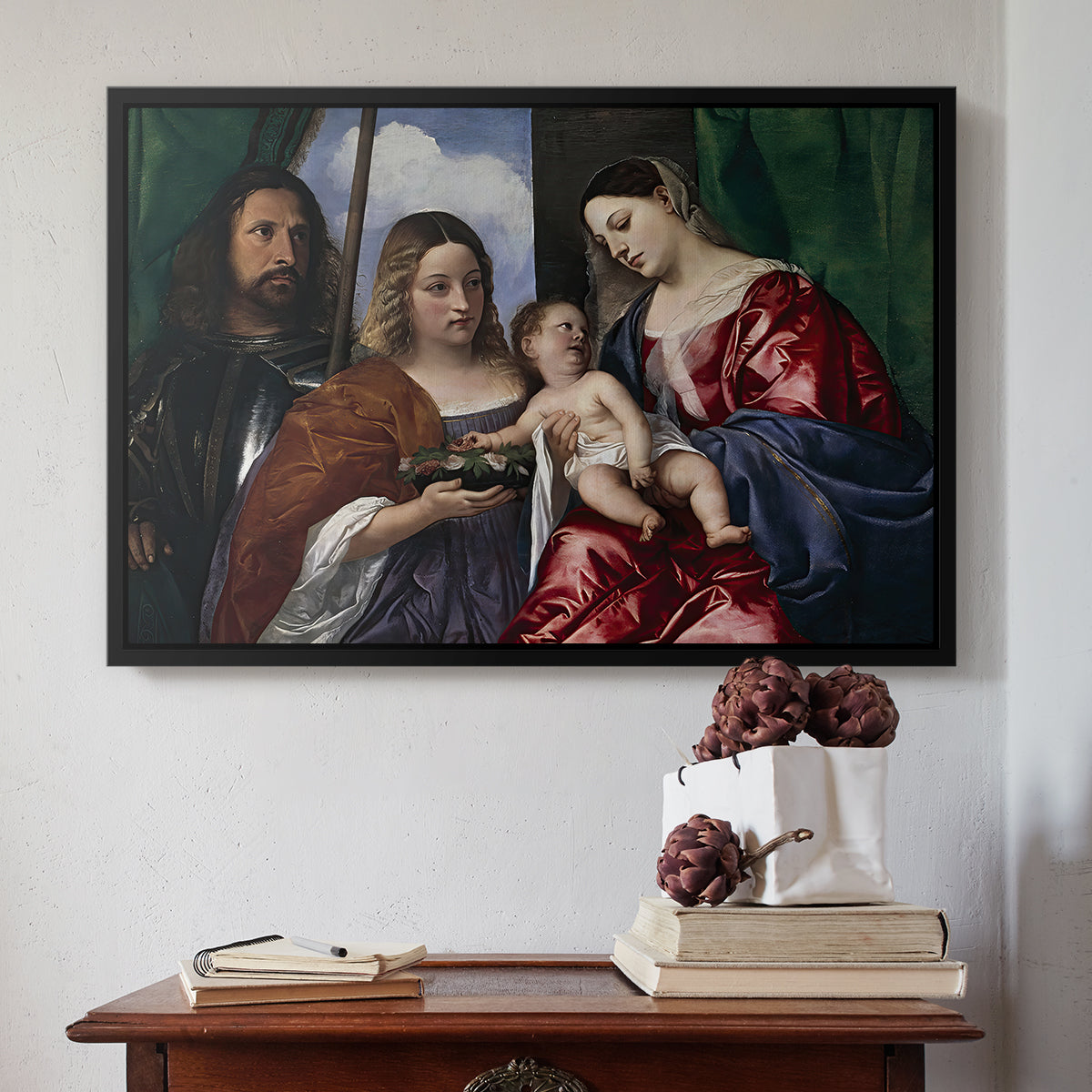 Madonna and Child with Saints Dorothy and George, c. 1516 - Floater Framed Canvas Print