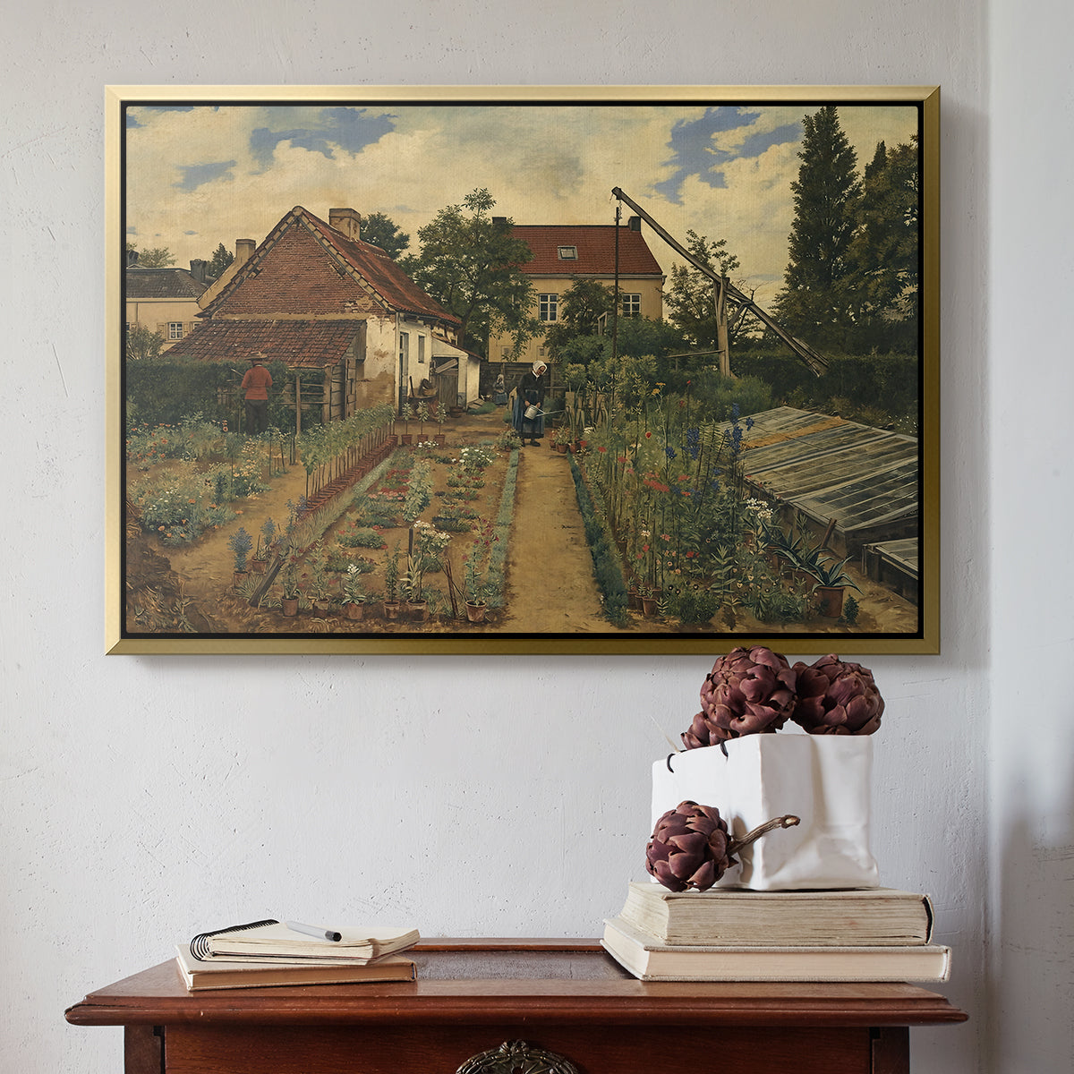 Garden of a Florist (The Flower Garden), 1864 - Floater Framed Canvas Print