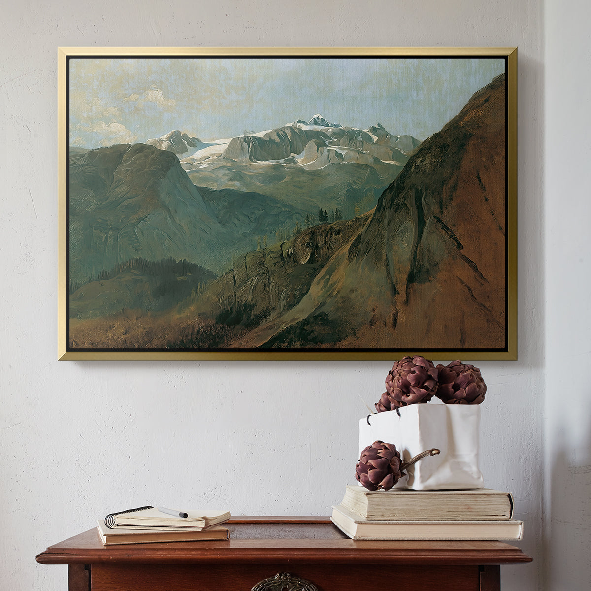 The Dachstein from the Plassen near Hallstatt, 1827 - Floater Framed Canvas Print