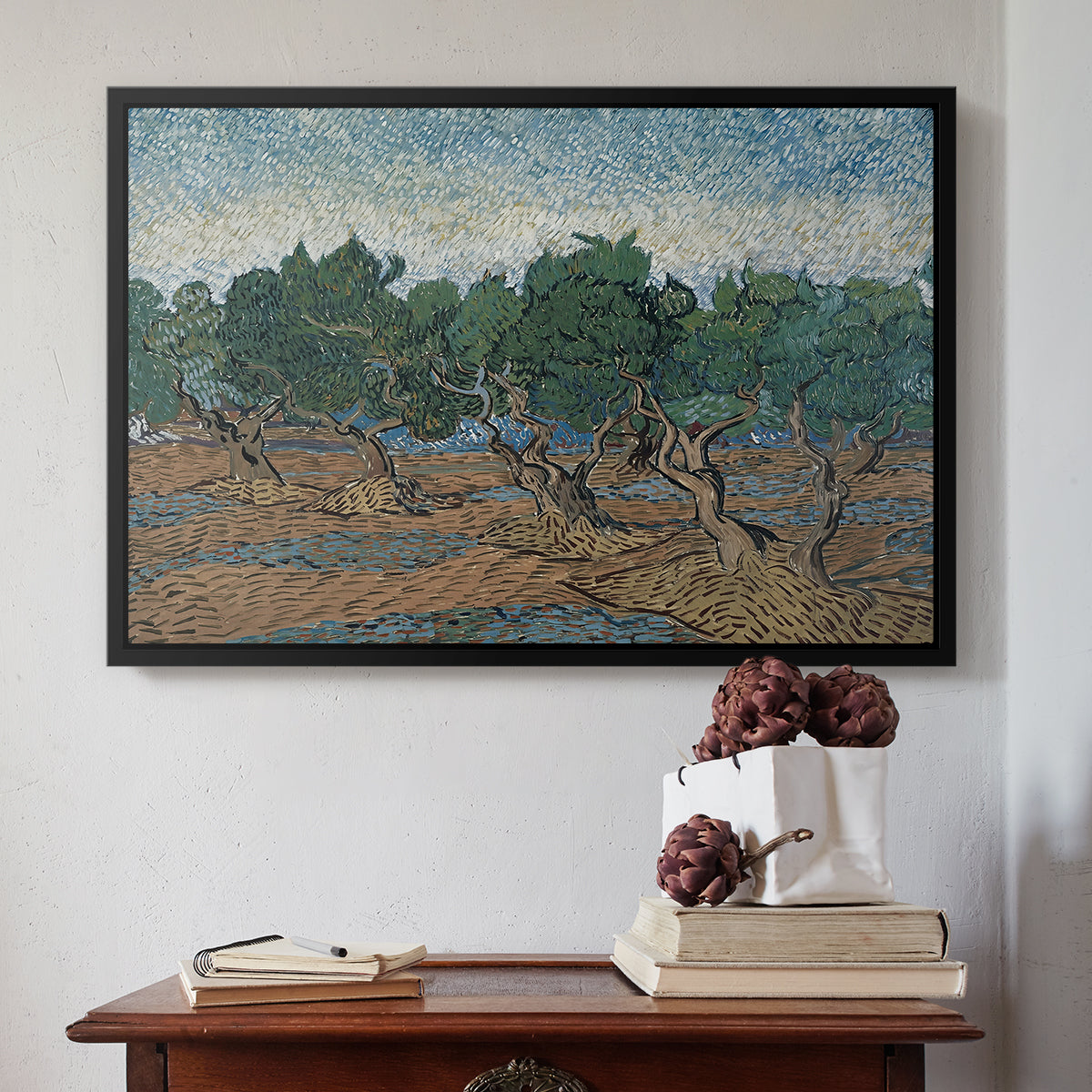 Olive Trees, 1889 - Floater Framed Canvas Print