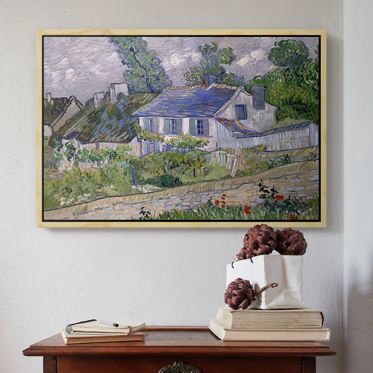 Houses in Auvers, 1890 - Floater Framed Canvas Print