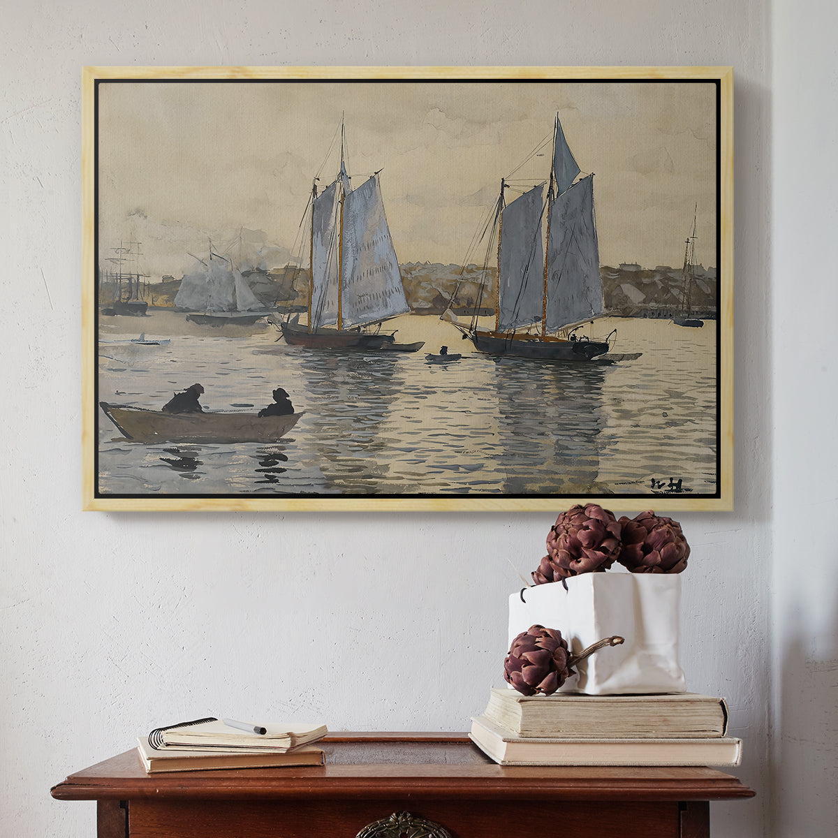 Two Schooners, Gloucester, c. 1880 - Floater Framed Canvas Print