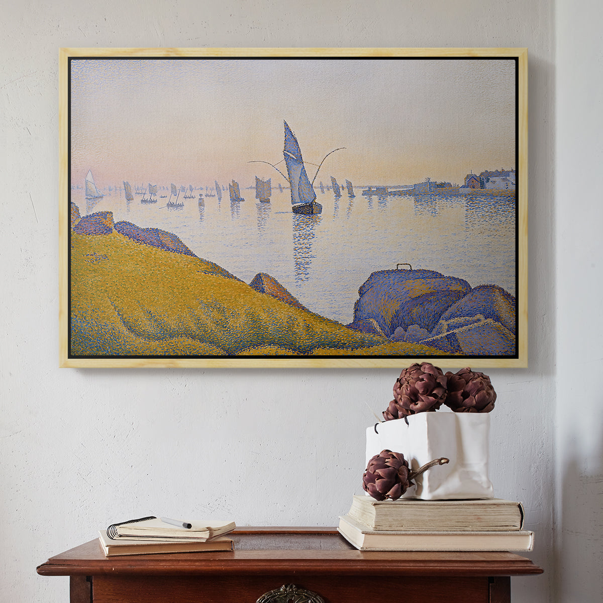 Evening Calm, Concarneau, Opus 220, 1891 - Floater Framed Canvas Print