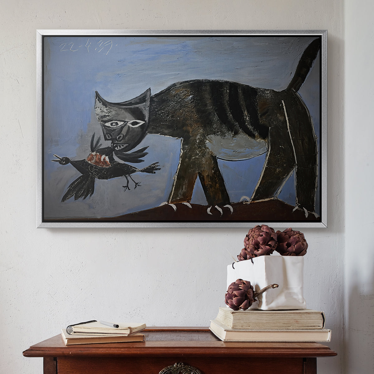 Cat Catching a Bird, 1939 - Floater Framed Canvas Print