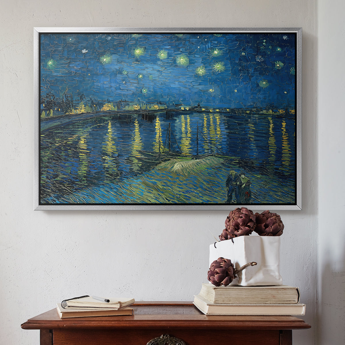 Starry Night Over the Rhône, 1888 - Floater Framed Canvas Print