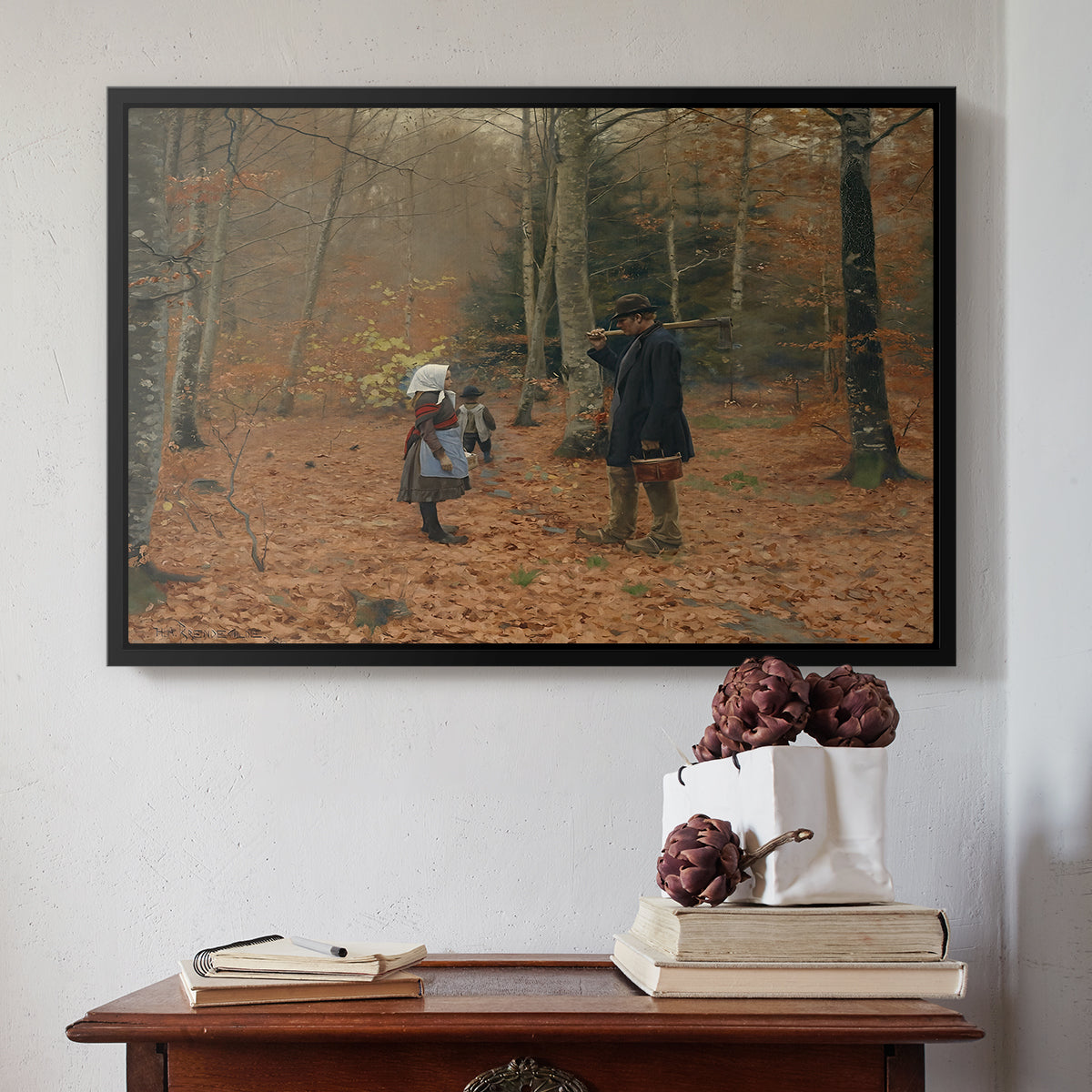 The Woodman and his Children, 1886 - Floater Framed Canvas Print