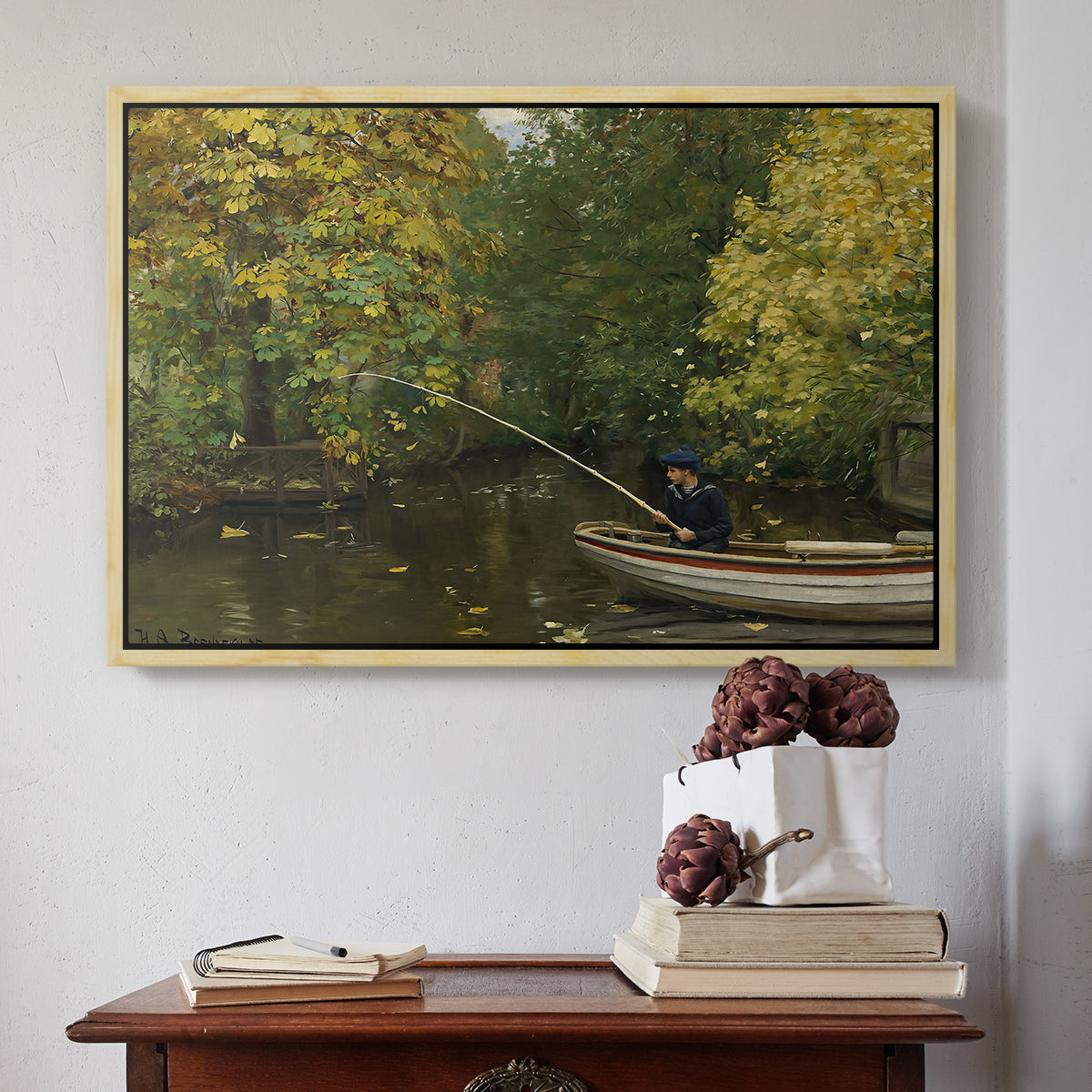 Fishing Boy, c. 1890 - Floater Framed Canvas Print