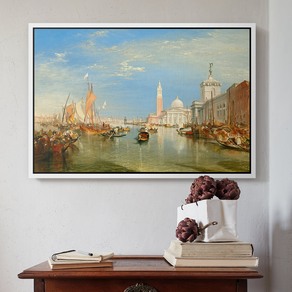 Venice: The Dogana and San Giorgio Maggiore, 1834 - Floater Framed Canvas Print