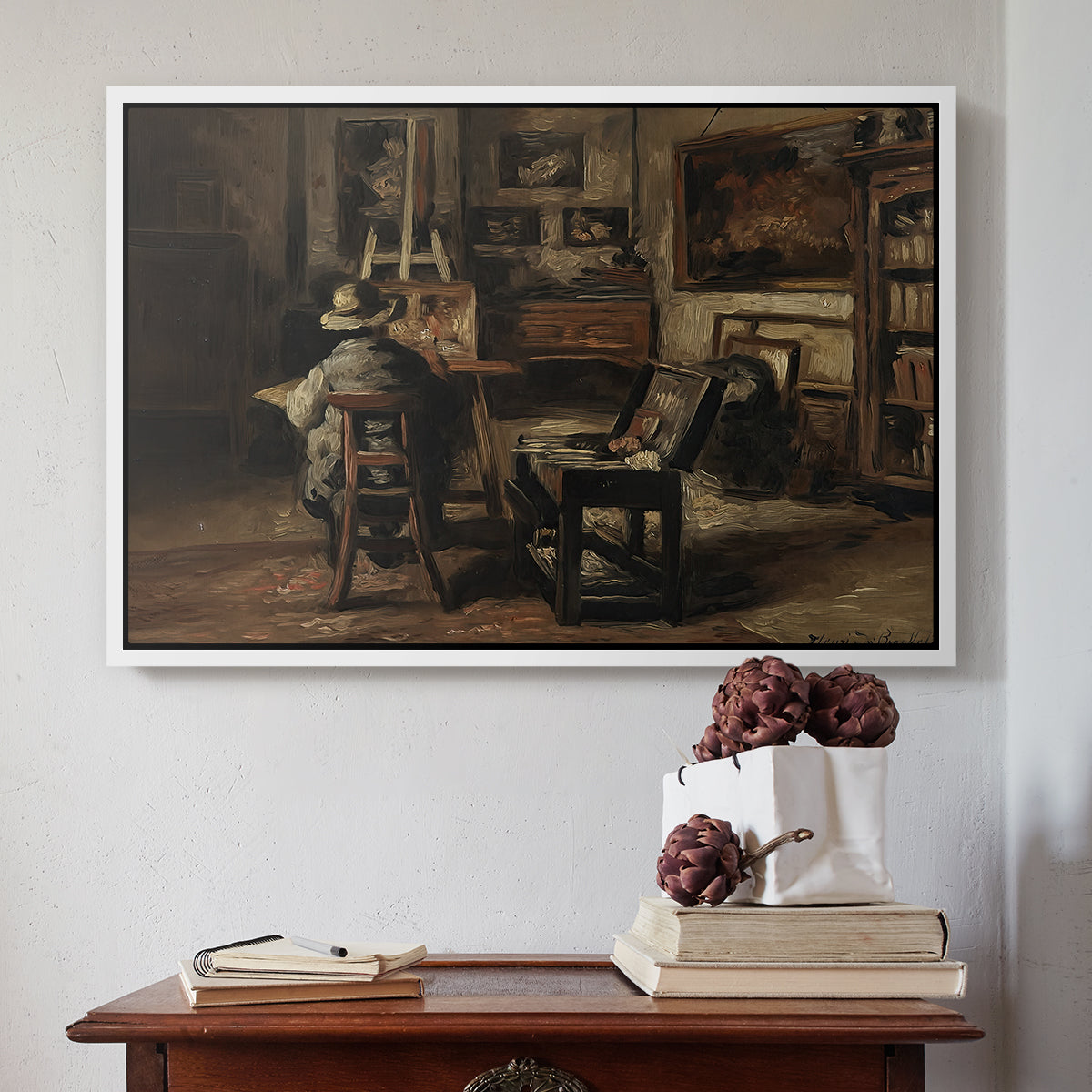 The Studio of Ferdinand De Braekeleer I, Father of the Painter, c. 1873-1885 - Floater Framed Canvas Print