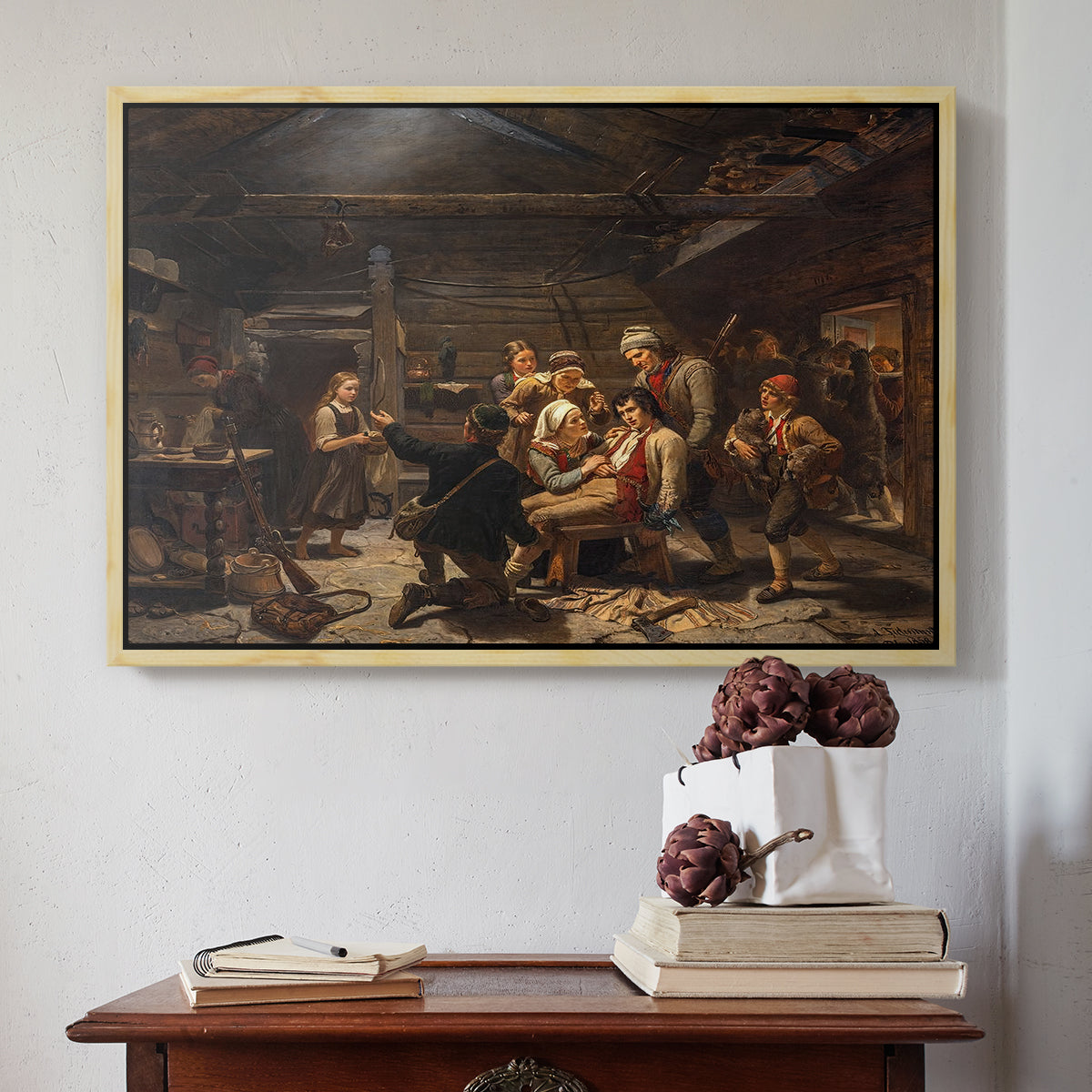 The Return of the Bear Hunter, 1856 - Floater Framed Canvas Print