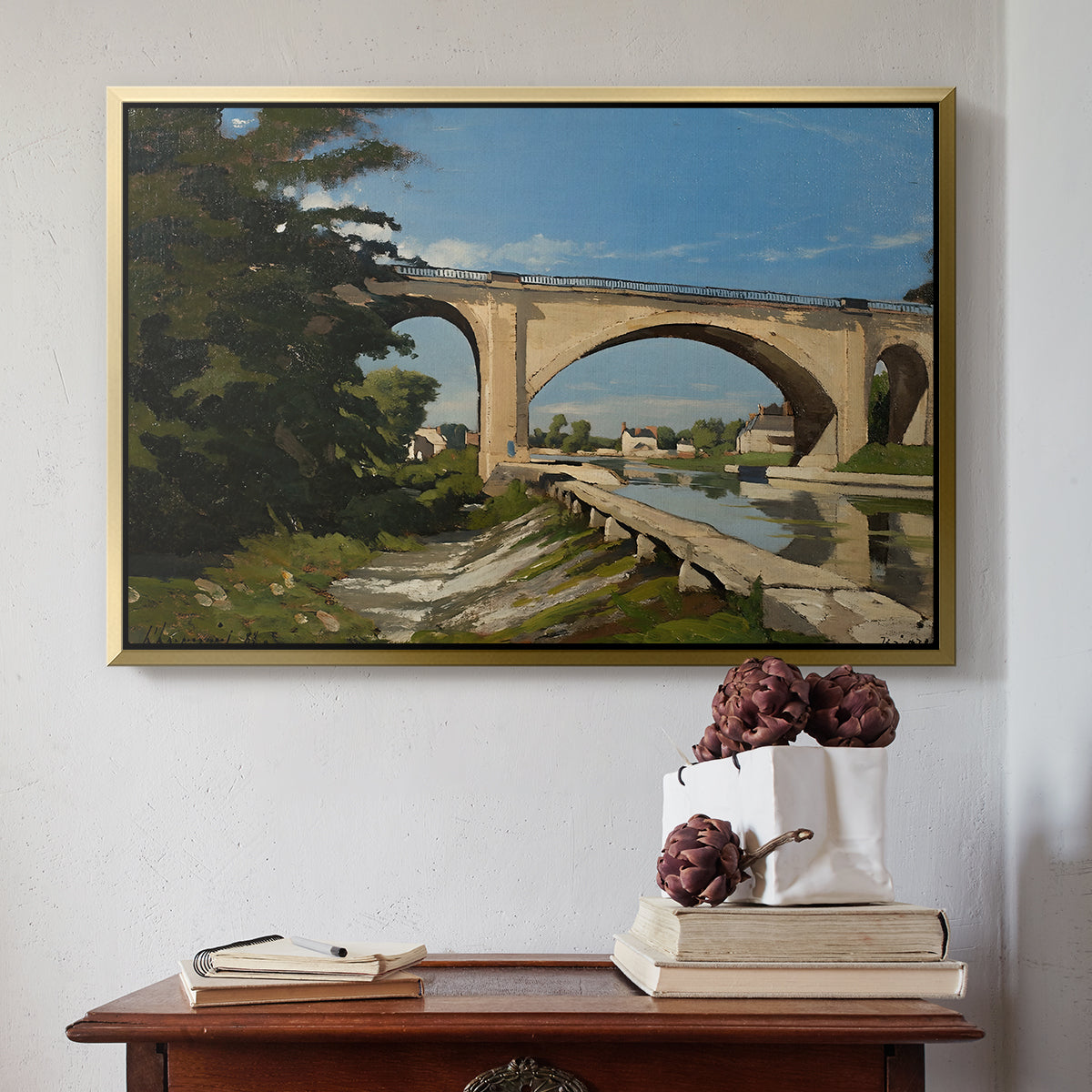 The Railroad Bridge at Briare, 1888 - Floater Framed Canvas Print