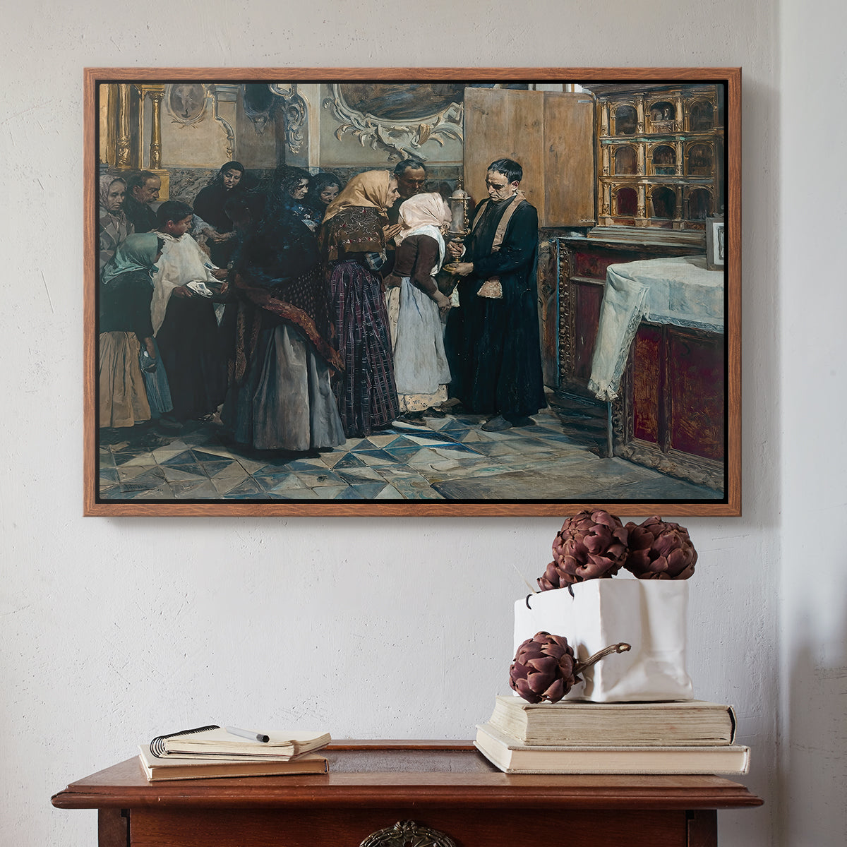 Kissing the Relic, 1893 - Floater Framed Canvas Print