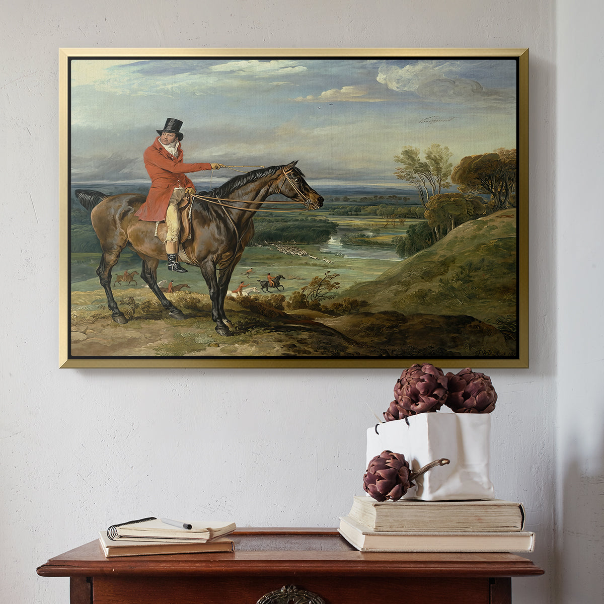 John Levett Hunting at Wychnor, Staffordshire, 1818 - Floater Framed Canvas Print