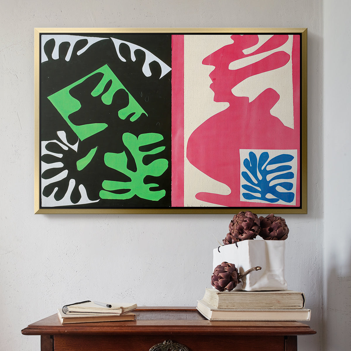 Composition, Black and Red, from Jazz, 1947 - Floater Framed Canvas Print