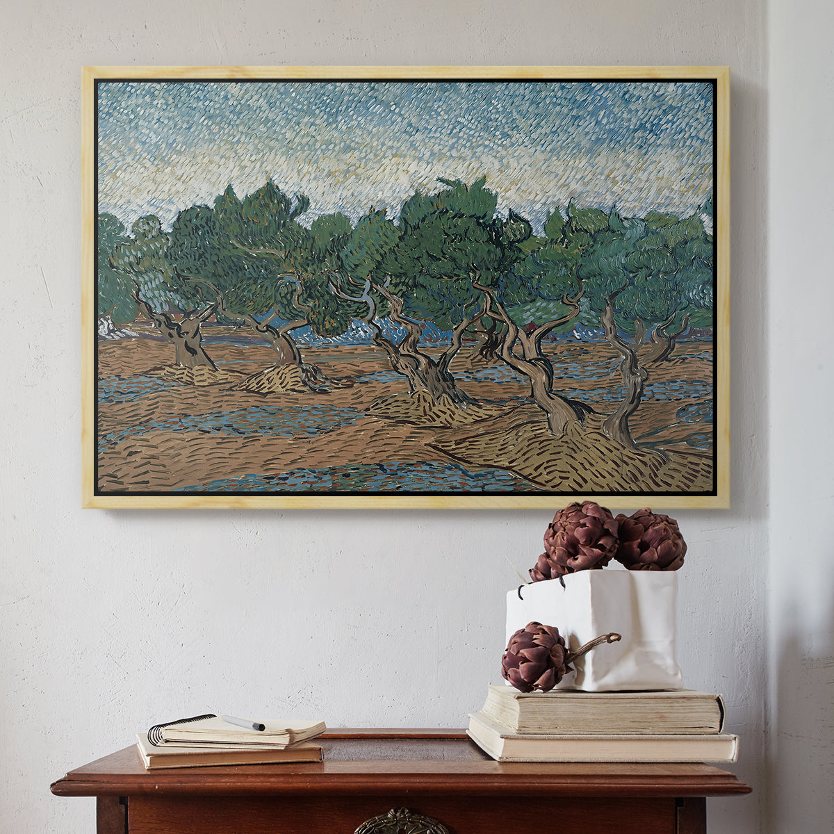 Olive Trees, 1889 - Floater Framed Canvas Print