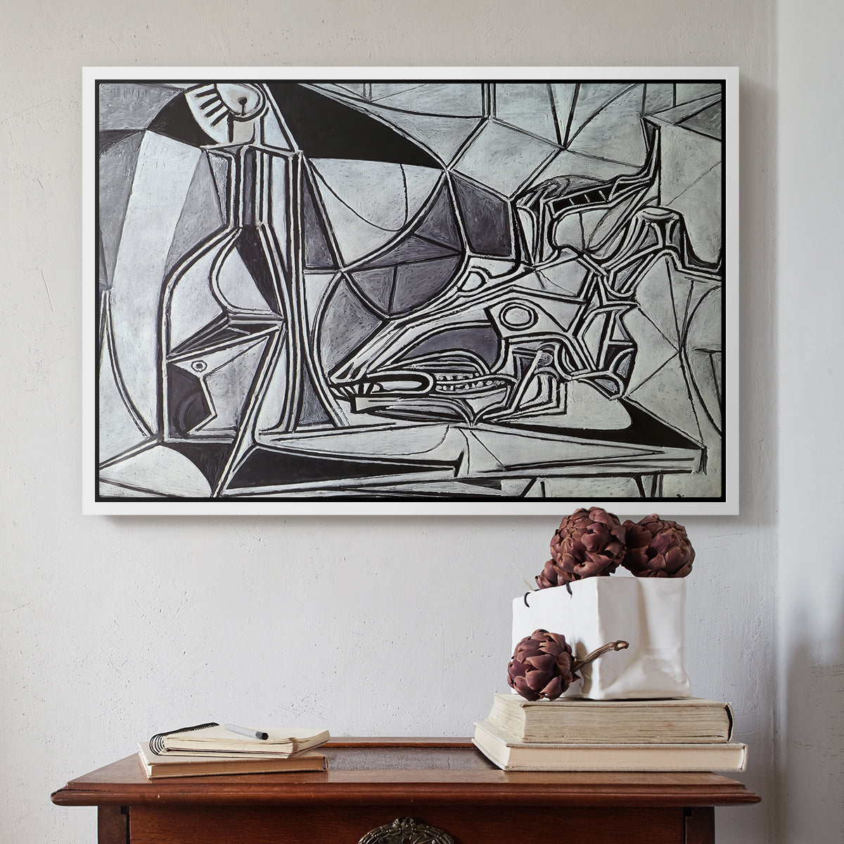 Goat's Skull, Bottle and Candle, 1952 - Floater Framed Canvas Print