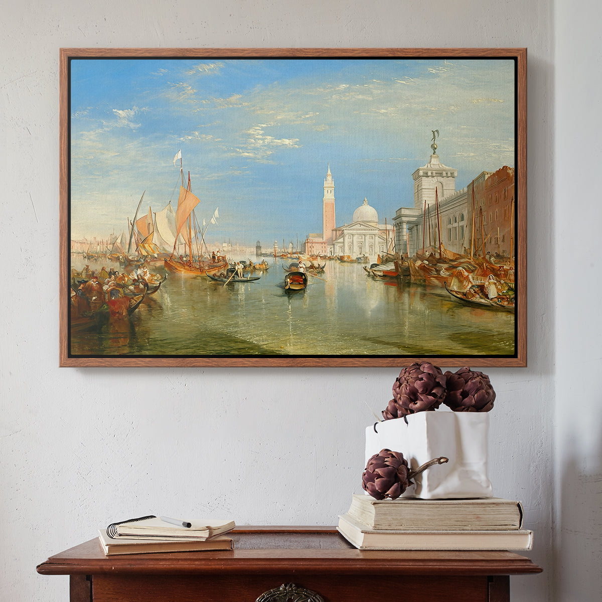 Venice: The Dogana and San Giorgio Maggiore, 1834 - Floater Framed Canvas Print