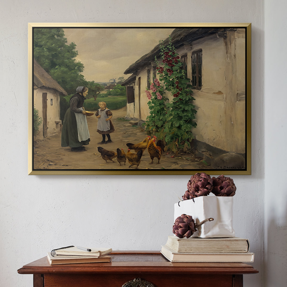 Visit to Grandmother, 1914 - Floater Framed Canvas Print
