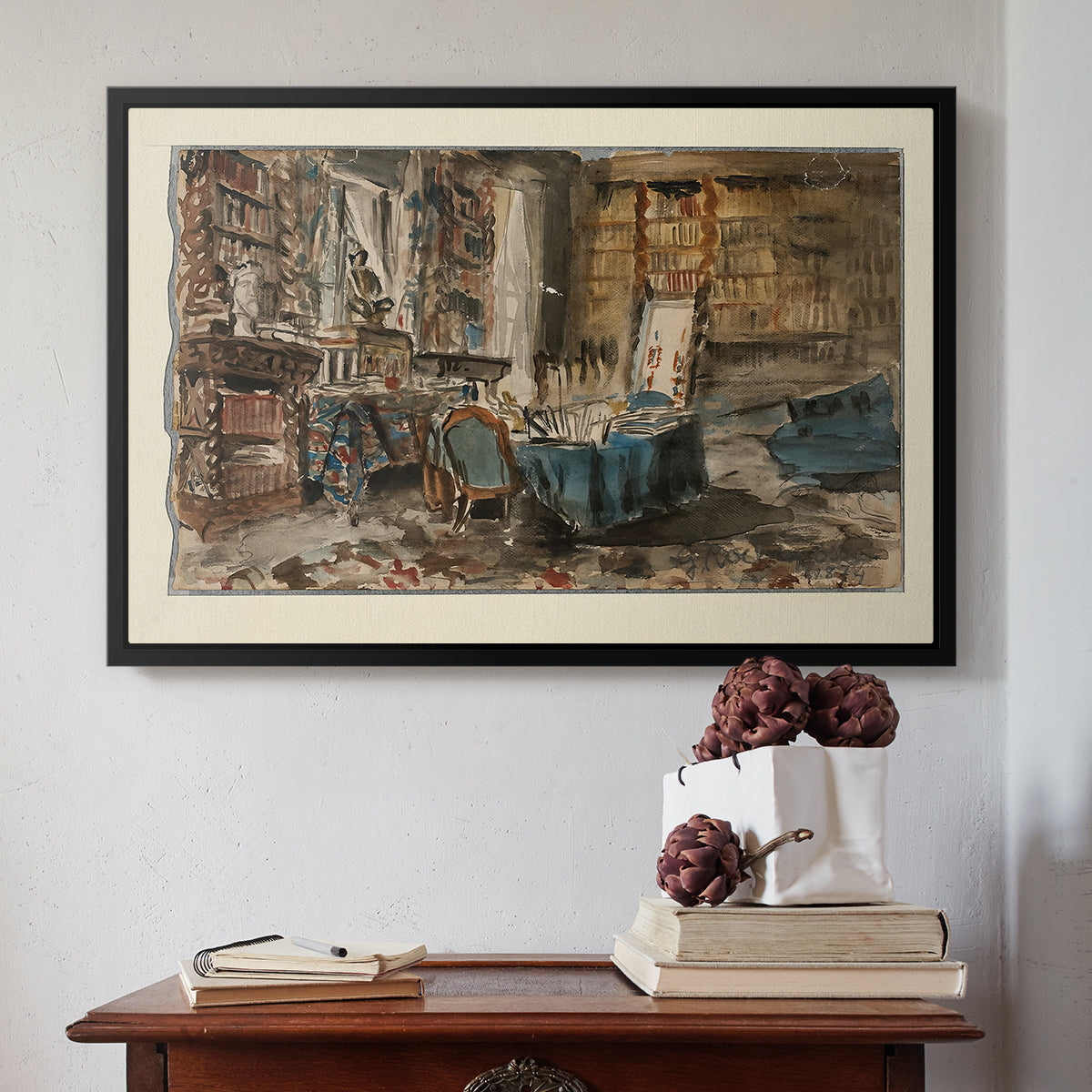 Cabinet de Flaubert à Croisset, 1874 - Floater Framed Canvas Print