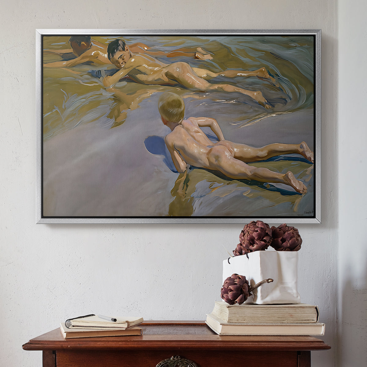 Boys on the Beach, 1910 - Floater Framed Canvas Print