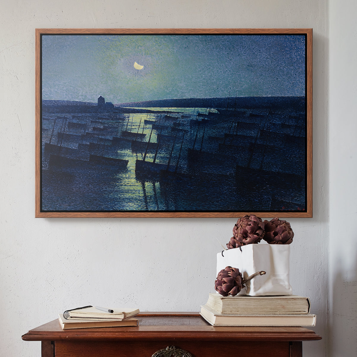 Camaret, Moonlight and Fishing Boats, 1894 - Floater Framed Canvas Print