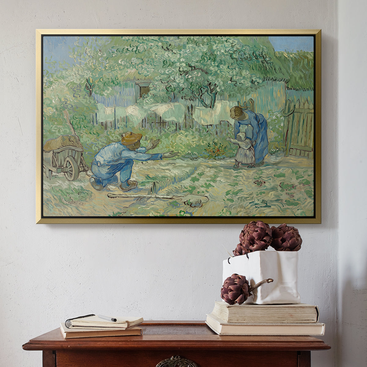 First Steps after Millet, 1890 - Floater Framed Canvas Print