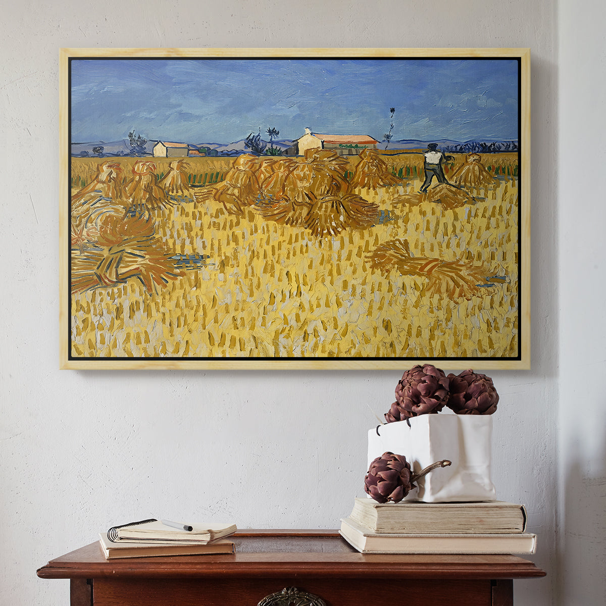 Wheat Field with Sheaves (Harvest in Provence), 1888 - Floater Framed Canvas Print