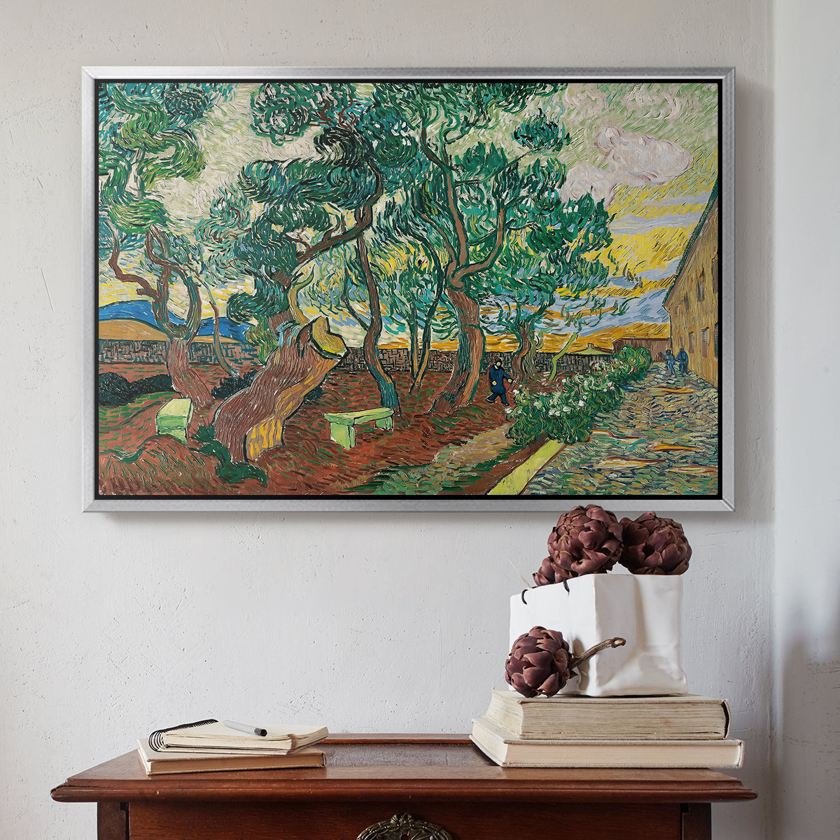 The Garden of Saint-Paul Hospital, 1889 - Floater Framed Canvas Print