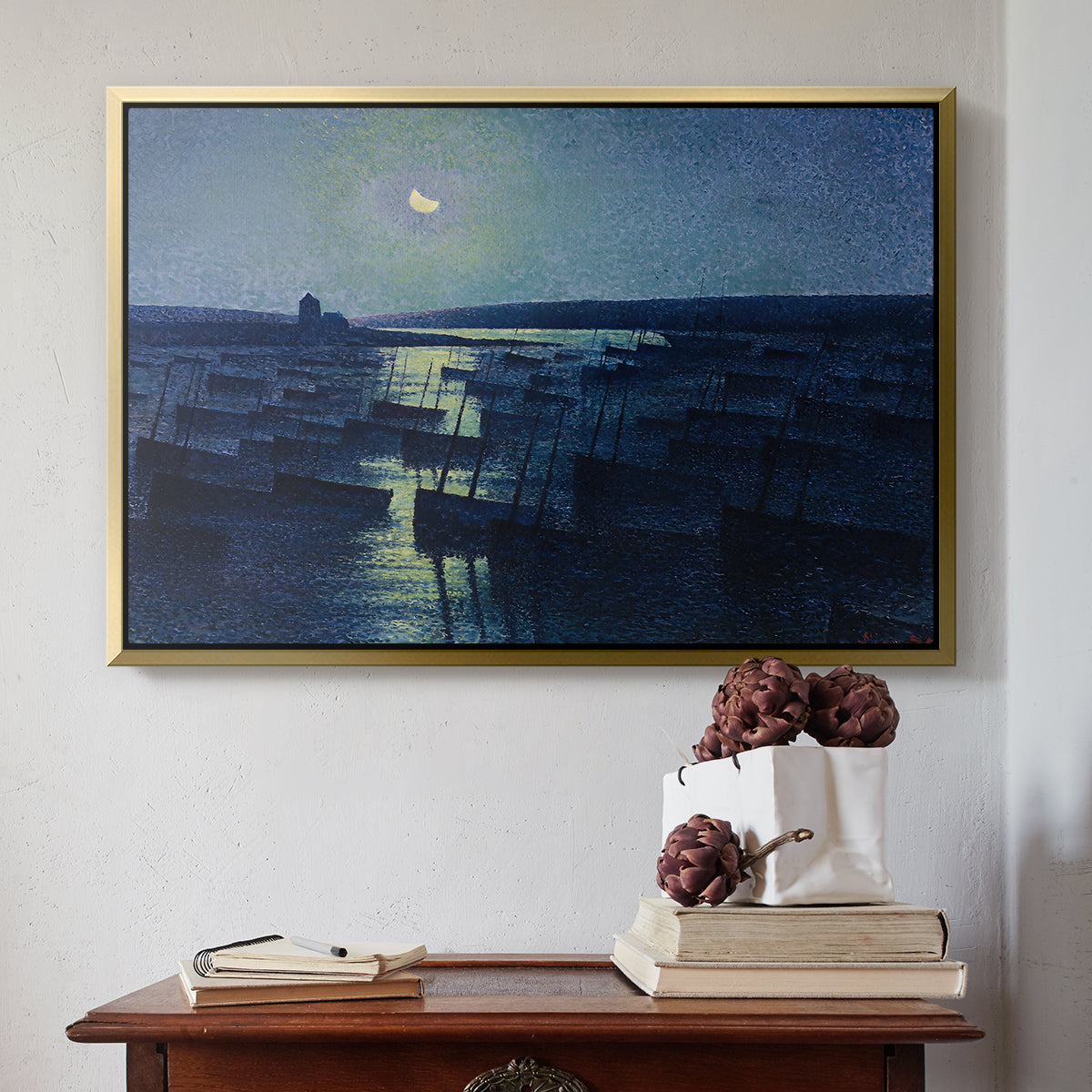 Camaret, Moonlight and Fishing Boats, 1894 - Floater Framed Canvas Print
