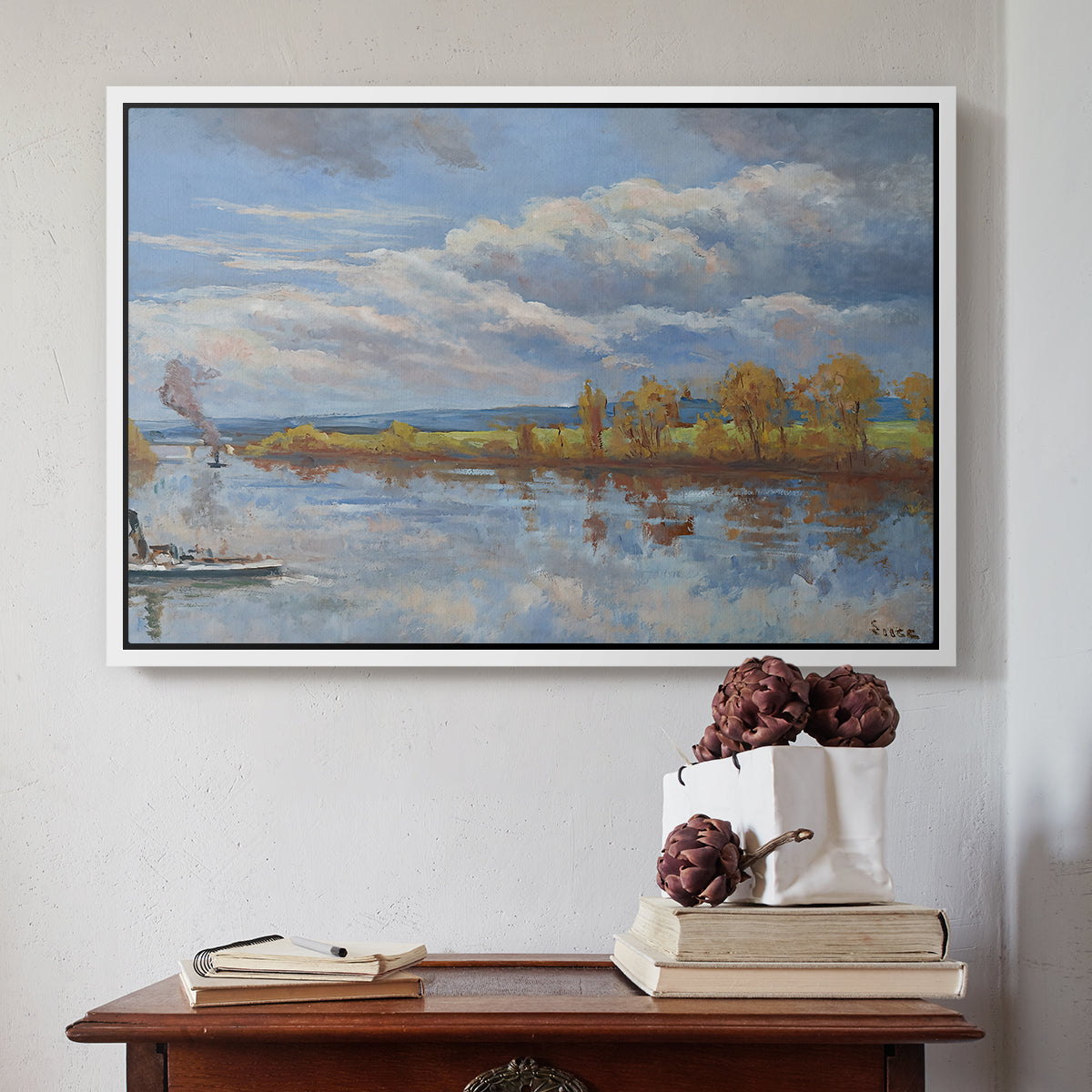 The Banks of the River Seine, 1893 - Floater Framed Canvas Print