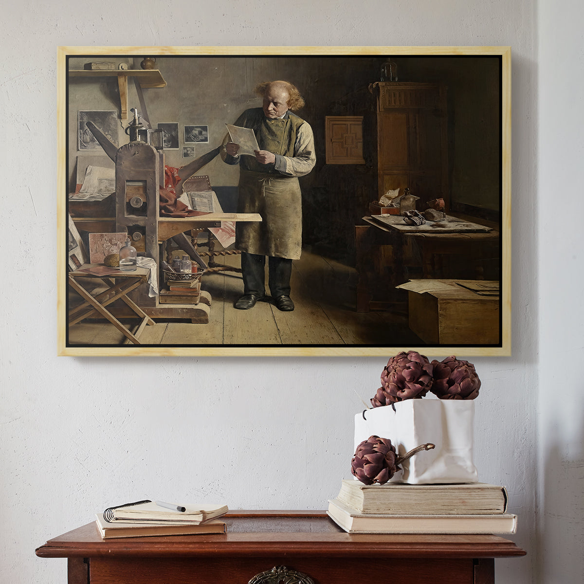 The Plate Printer, 1875 - Floater Framed Canvas Print