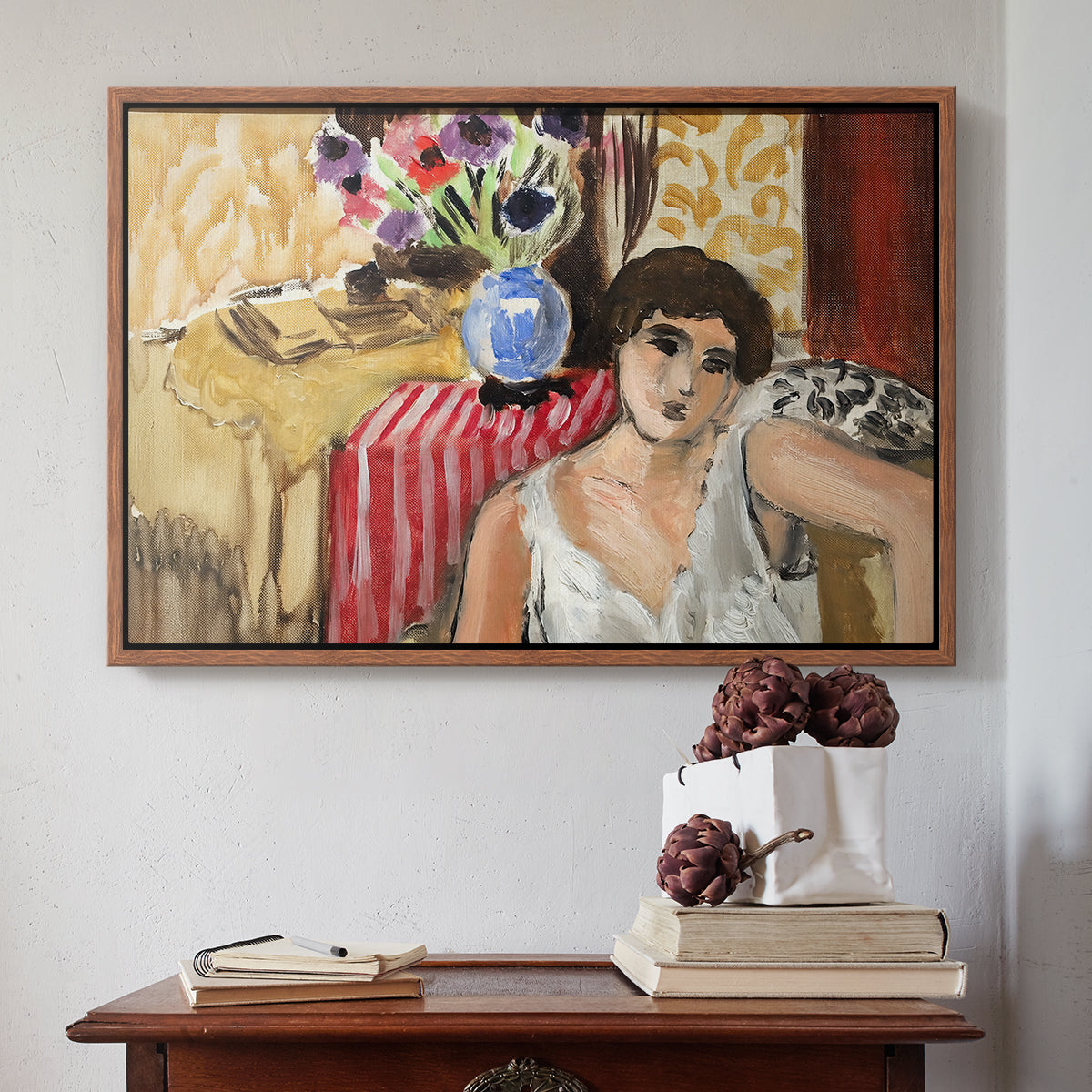 Woman Seated in an Armchair, c. 1920 - Floater Framed Canvas Print