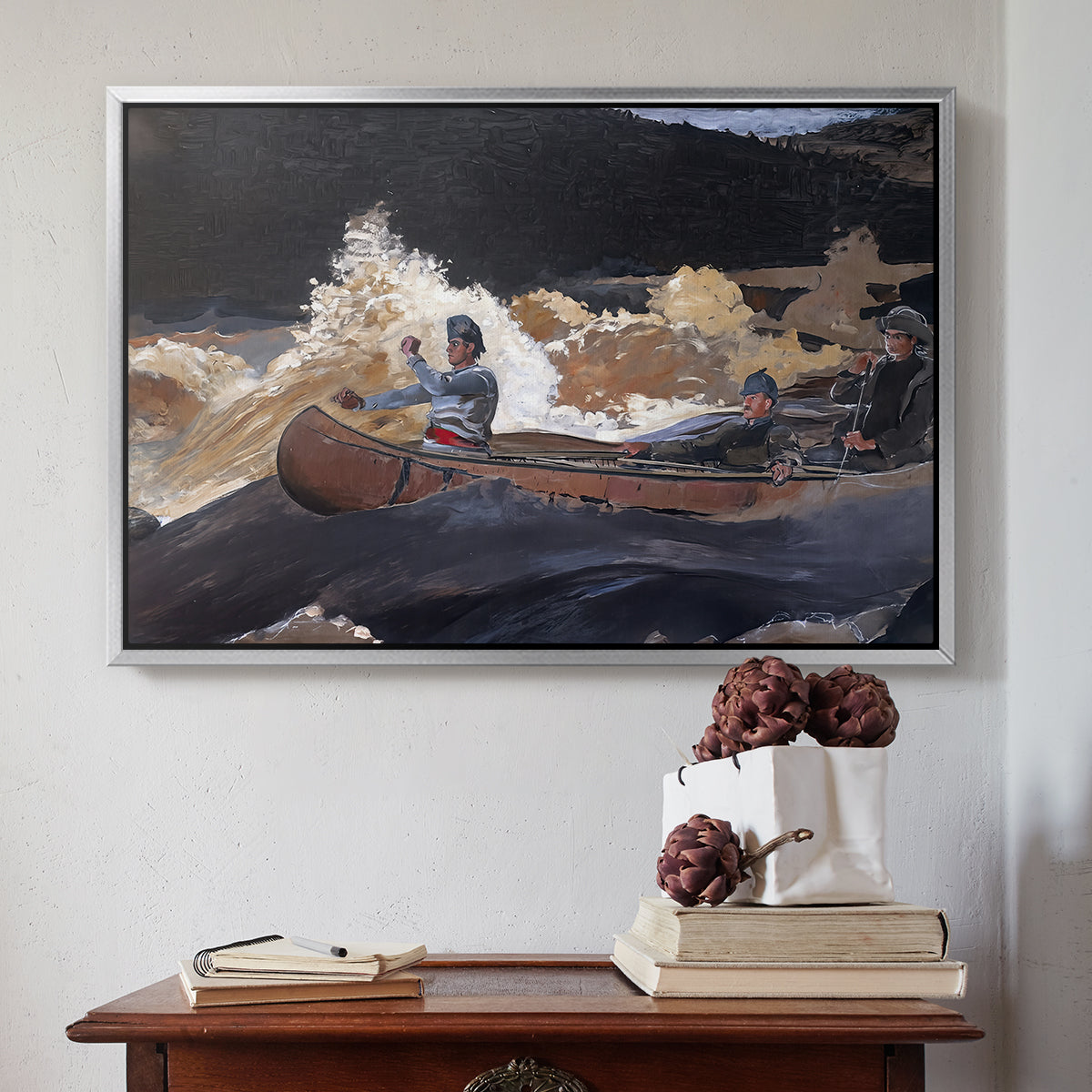 Shooting the Rapids, Saguenay River, 1905-1910 - Floater Framed Canvas Print