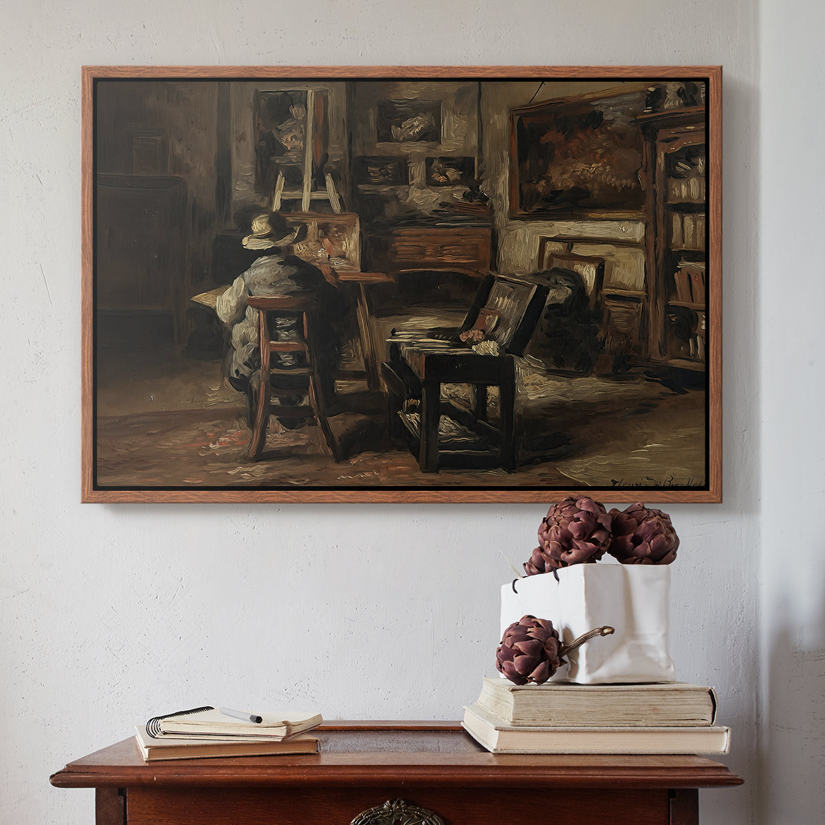The Studio of Ferdinand De Braekeleer I, Father of the Painter, c. 1873-1885 - Floater Framed Canvas Print